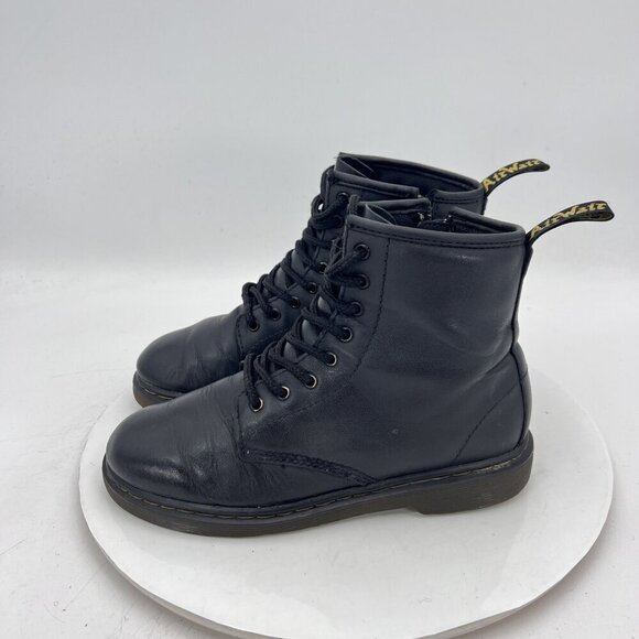 Dr. Martens 1460 J Women Size 5 Black Leather 8 Eye Side Zip Combat Boot - Picture 1 of 10